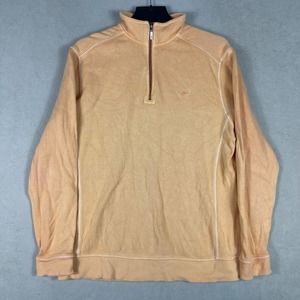 Tommy Bahama Relax Mens‎ M 1/4 Zip Pullover Long Sleeve Orange Relax Fit